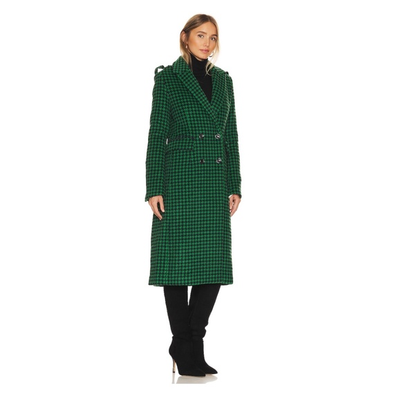 Ena Pelly x RJ ◡̈ Green + Navy Plaid Wool Tailored Houndstooth Coat NWT US2 - Picture 13 of 15